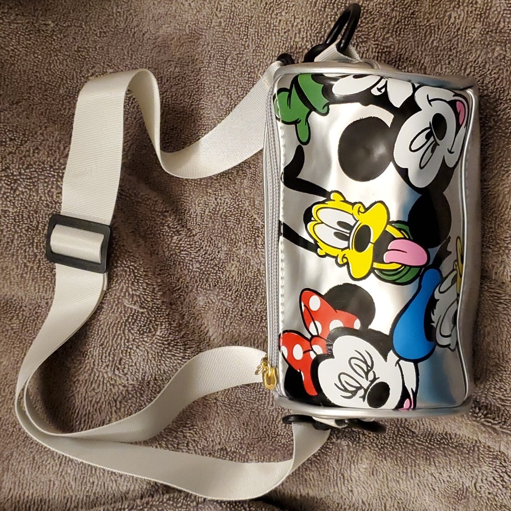 Disney Characters silver crossbody bag with removable strap NEW